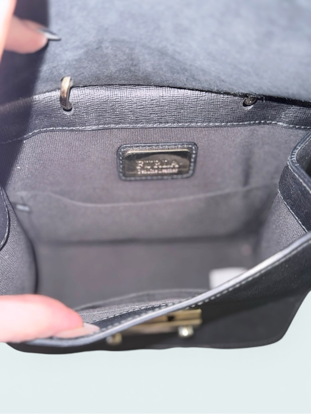 Furla Black Top-Handle Satchel with Guitar Strap - Picture 9 of 10